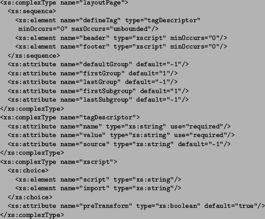 \begin{figure}
\begin{center}
\begin{small}
\begin{verbatim}
<xs:complexTy...
... </xs:complexType>\end{verbatim}
\end{small}
\end{center}\par
\end{figure}